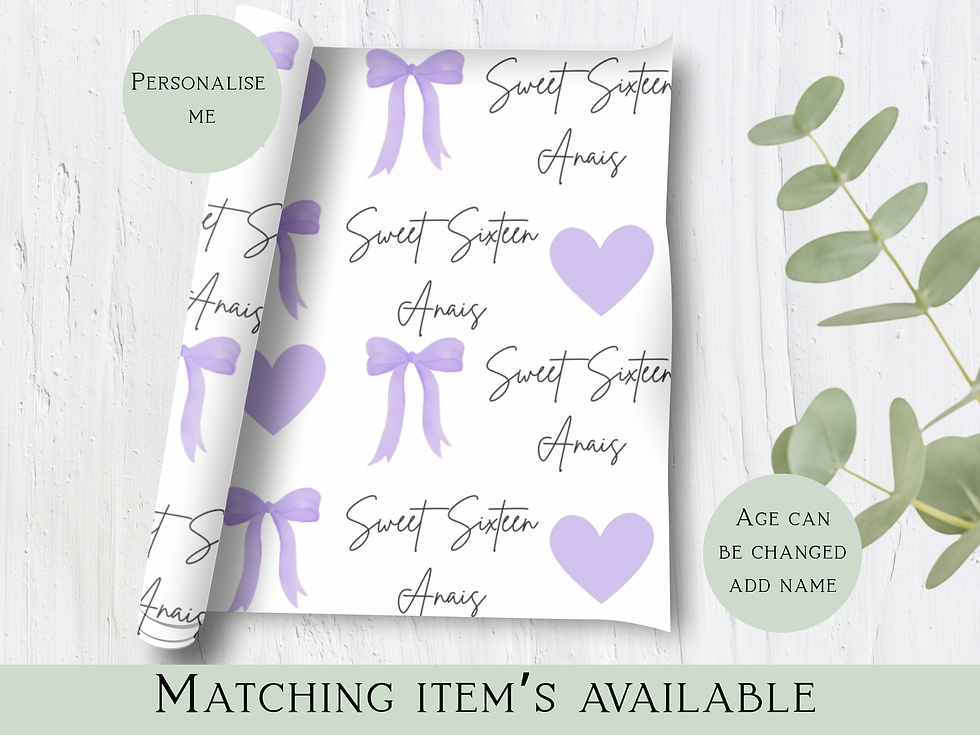 Sweet 16 Bow wrapping paper