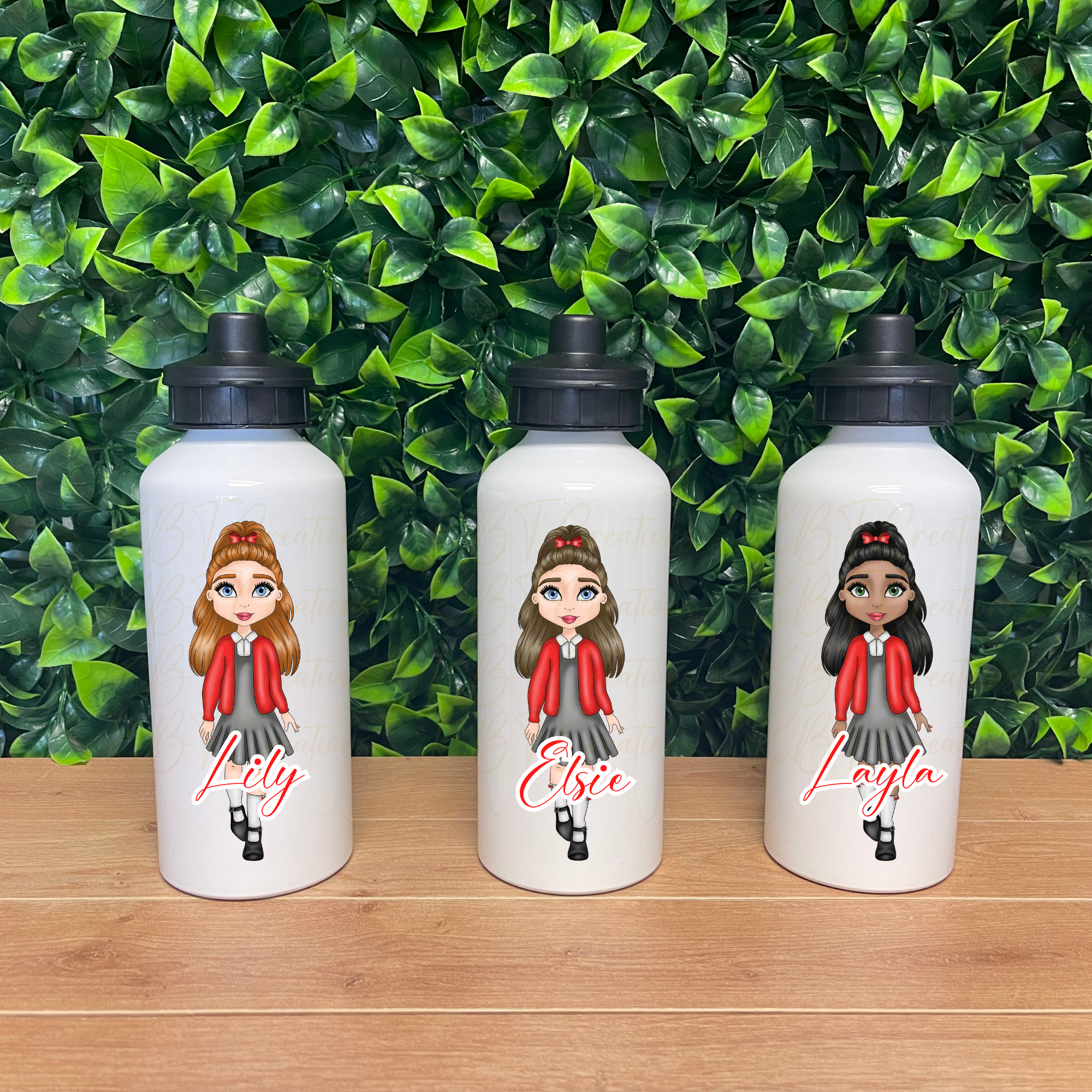 Personalised School Girl Water Bottle, Back to school drinks bottle, Cus