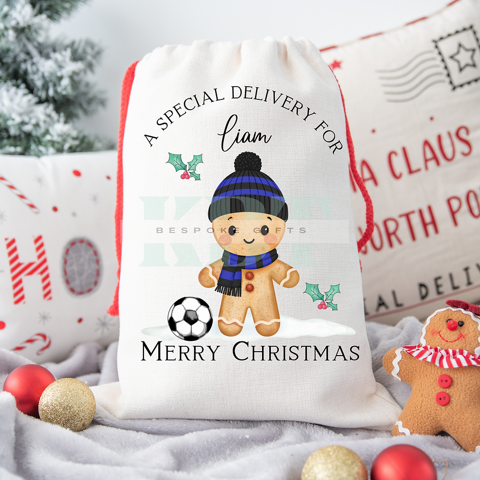 Thumbnail: Football Gingerbread Themed  Christmas Sack - Pick Your Team