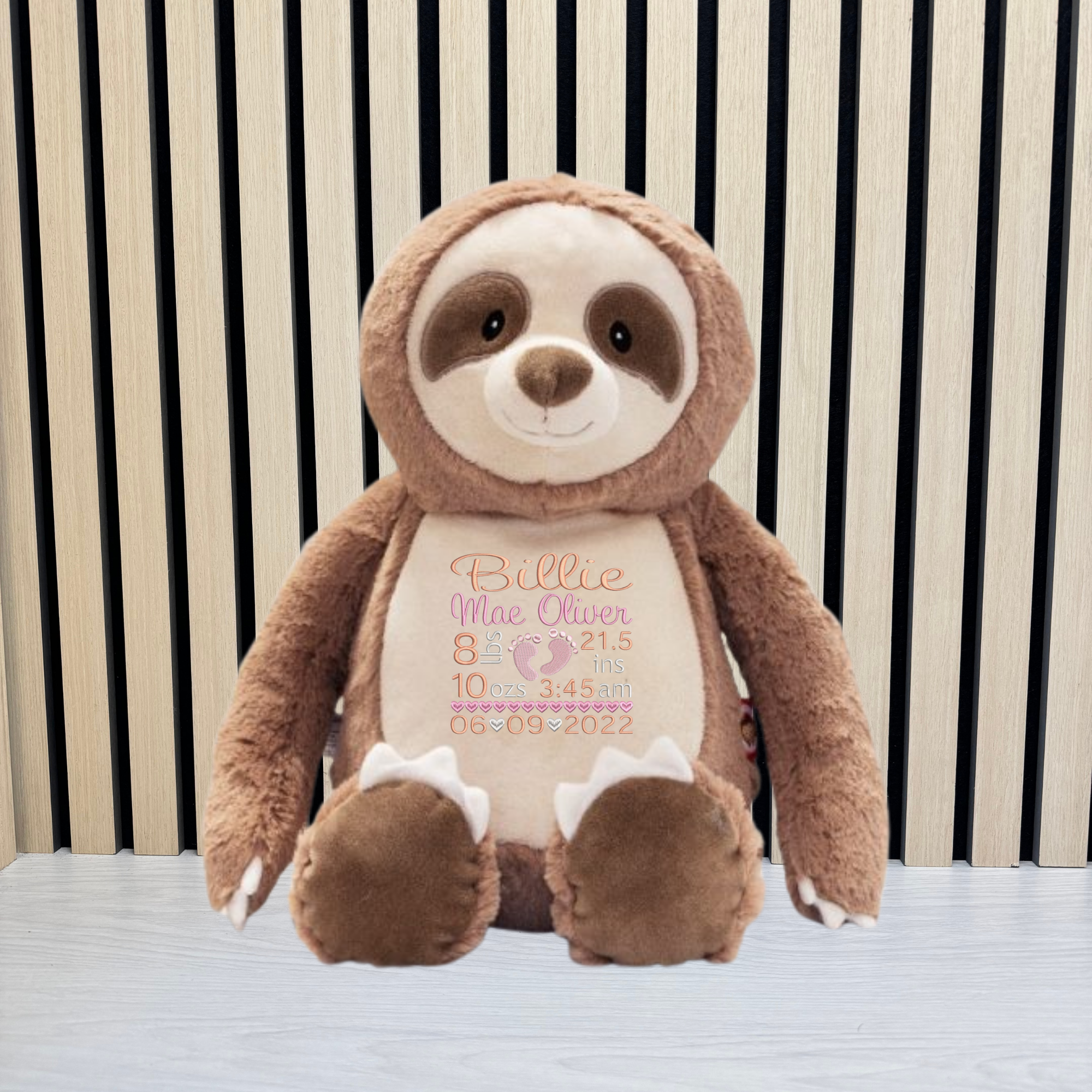 Embroidered Sloth Teddy