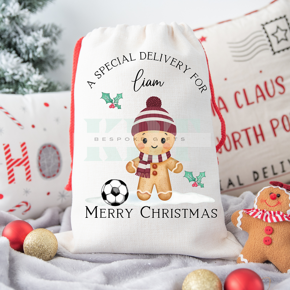 Thumbnail: Football Gingerbread Themed  Christmas Sack - Pick Your Team