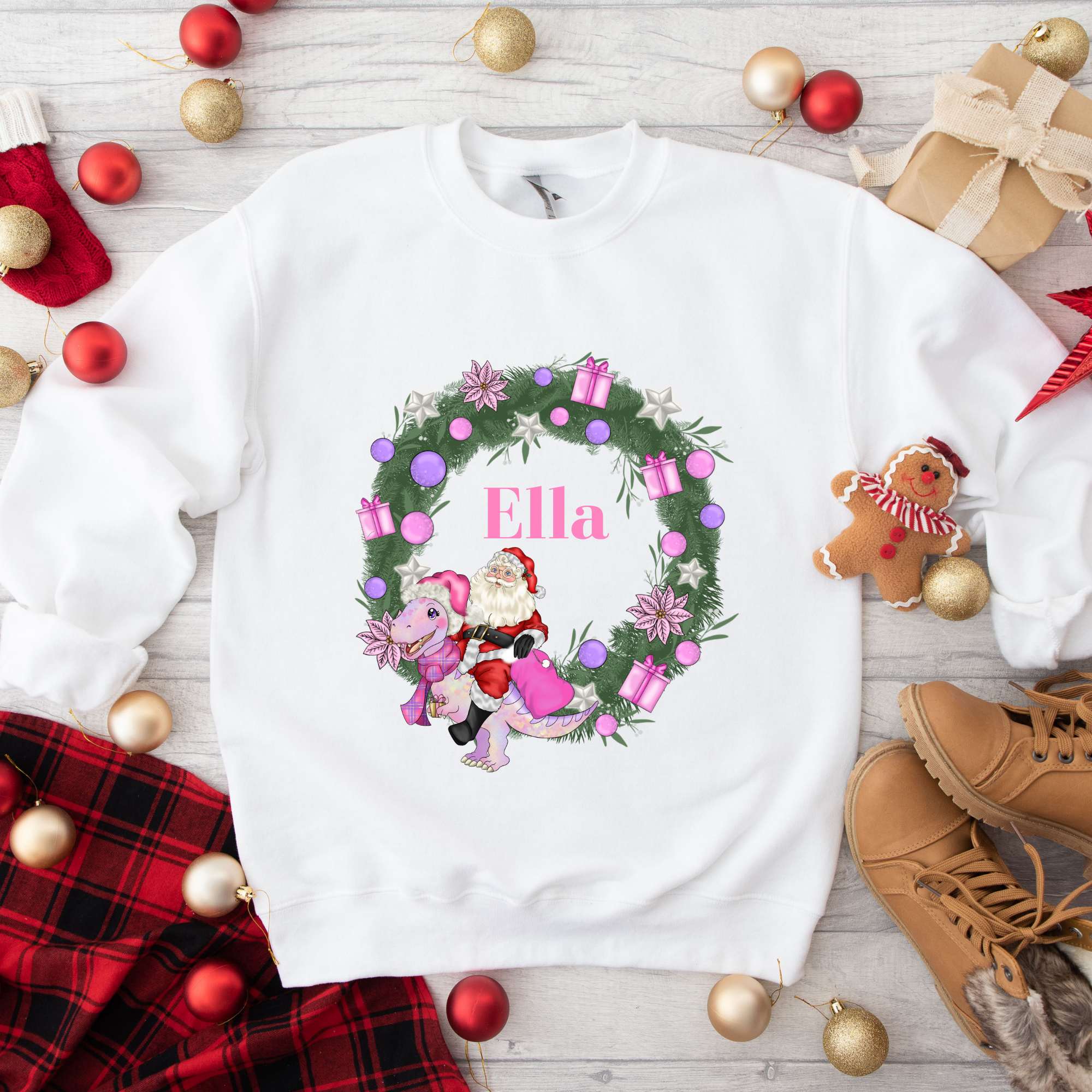 Girl's Dinosaur Christmas Jumper