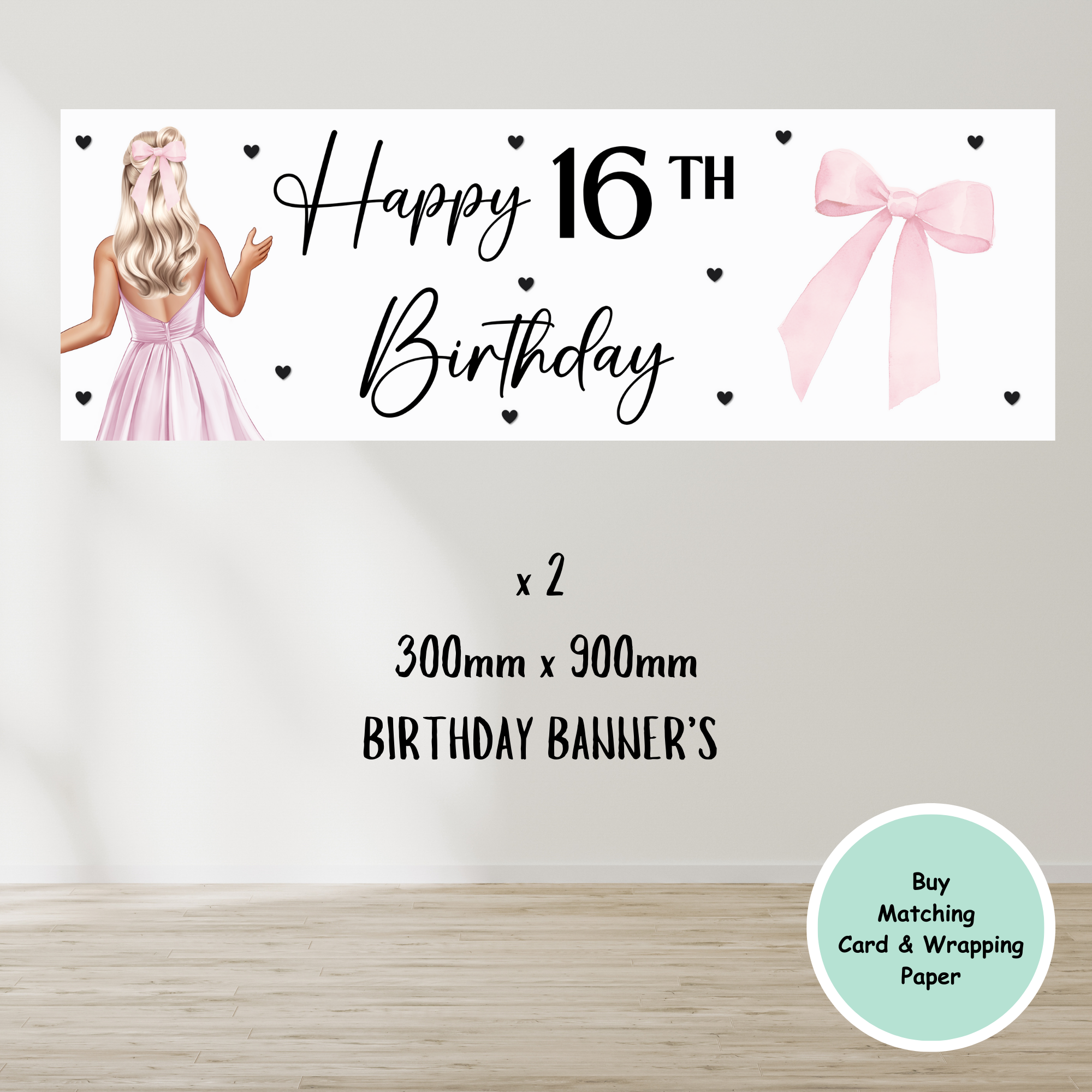 Bow Happy 16th,18th,21st Birthday Banner's