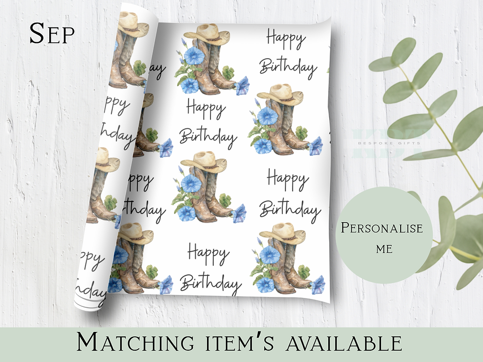 Thumbnail: Birth Flower Cowboy Boot's wrapping paper