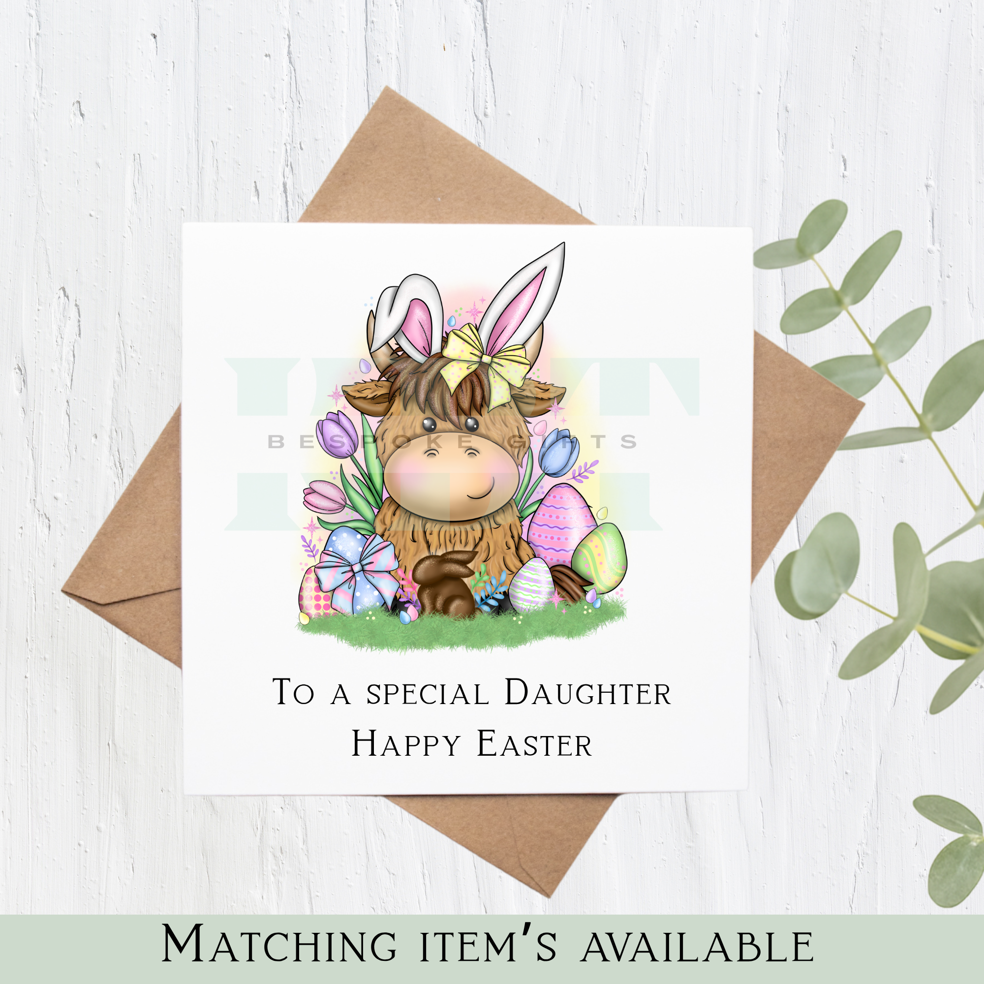 Highland Cow Easter Card