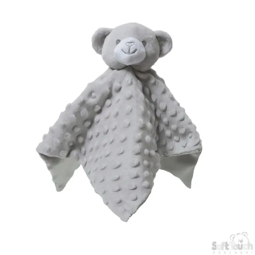 Personalised embroidered grey bear comforter