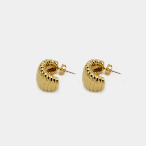 Ribbed Gold Hoop Earrings