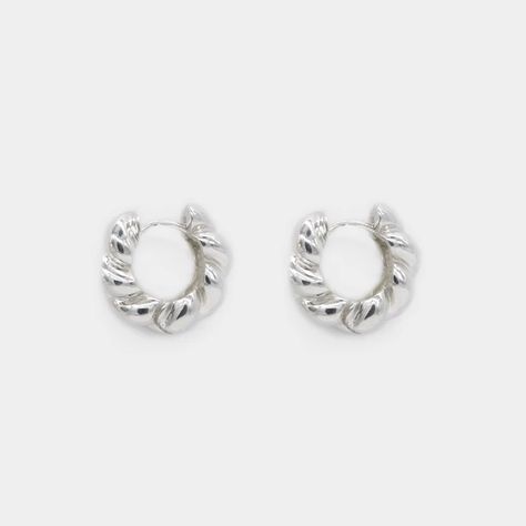 Silver Twist Hoop Earrings