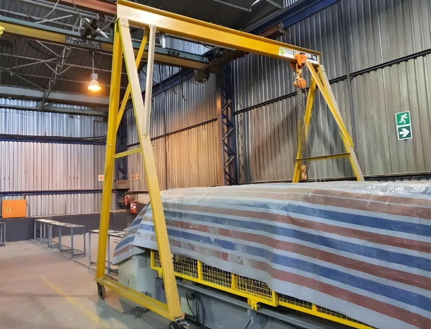 South African manufactured A-frame gantry crane used for industrial lifting applications