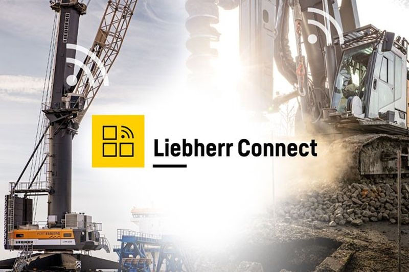 Liebherr Connect digital platform enabling real-time monitoring and connectivity between cranes, operators, and industrial systems.