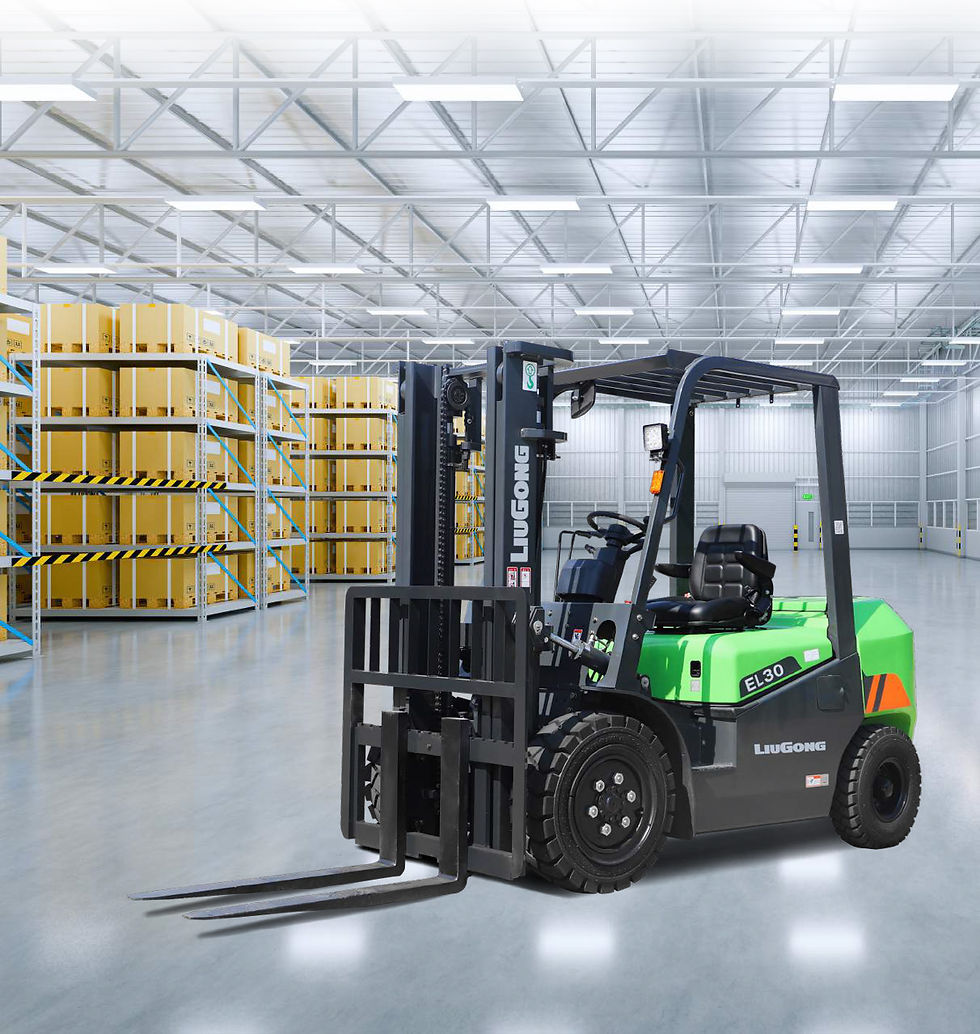 CES Forklift team showcasing electric Liugong lithium forklift designed for efficient and sustainable material handling operations.