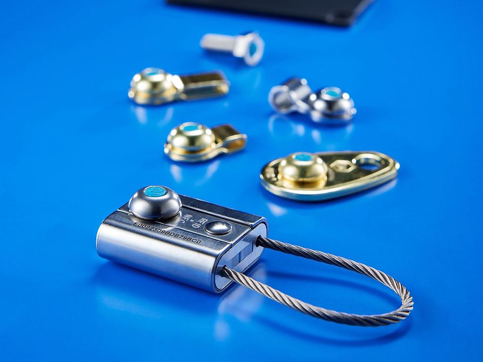 Technician scanning lifting equipment using smartphone RFID NFC technology for digital inspection and traceability