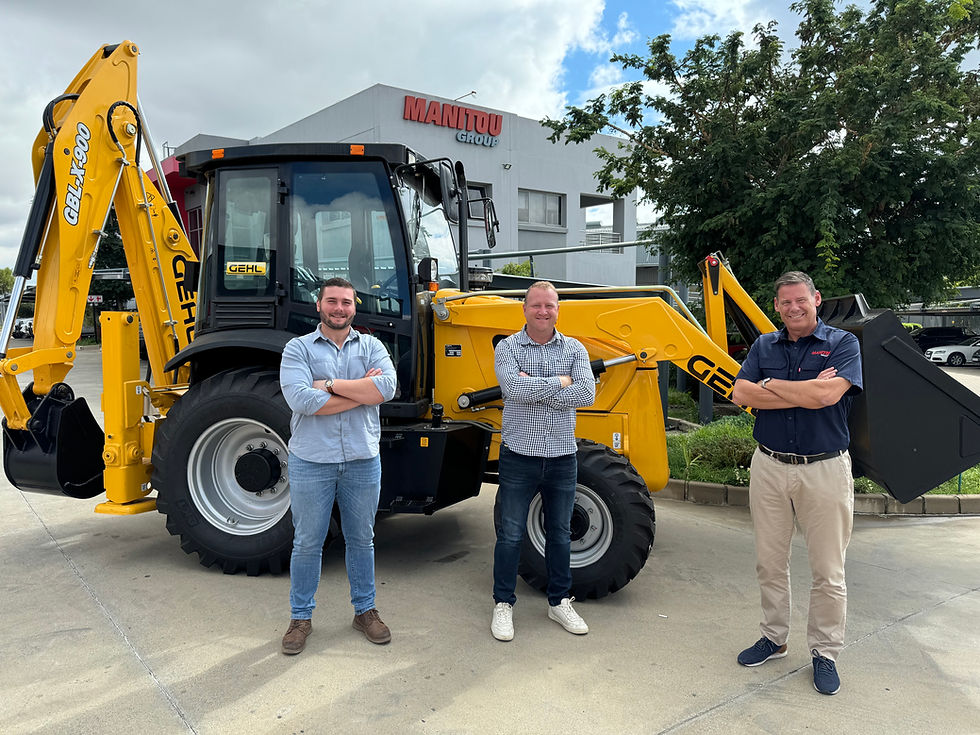 South Gear Co. representatives alongside GEHL telehandlers and skid steer loaders following the new dealership partnership with Manitou Southern Africa.