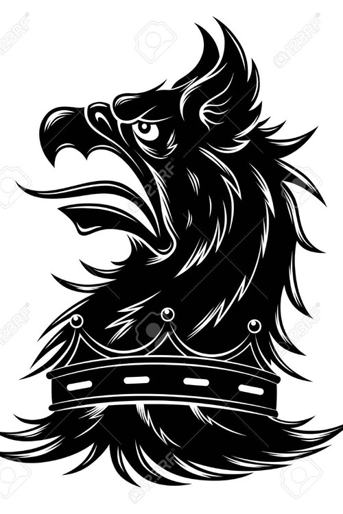 Heraldic griffin representing J. K. Ryan