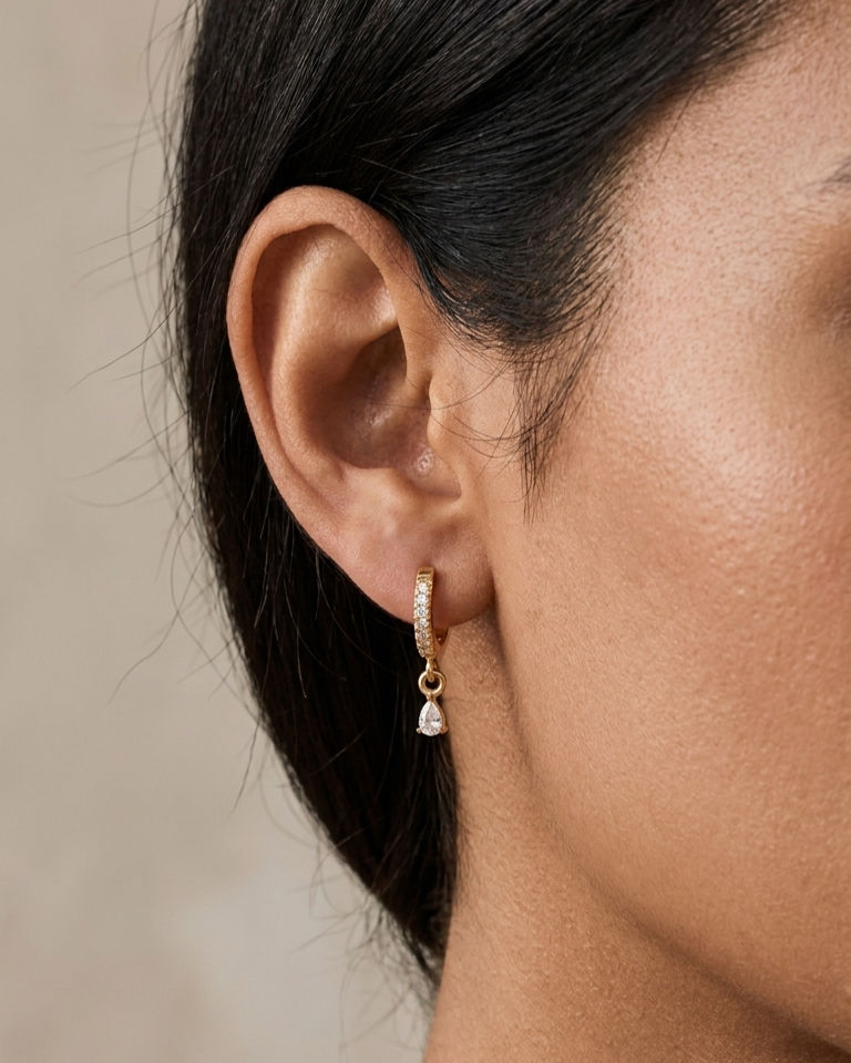 Amira Huggie Hoop Earrings with Cubic Zirconia