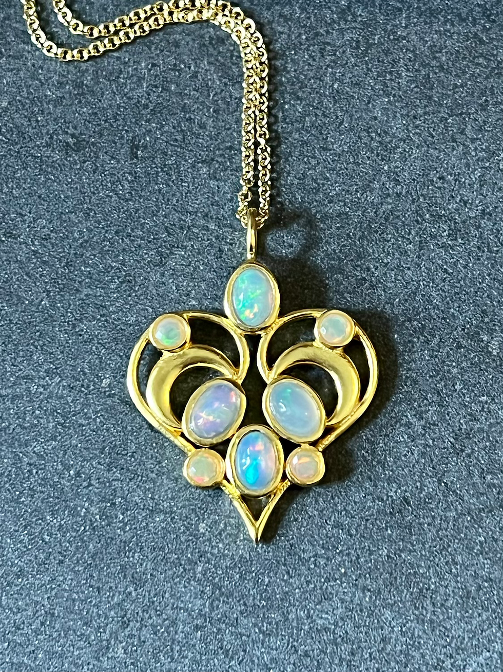 Thumbnail: Heart Necklace With Ethiopian Opals
