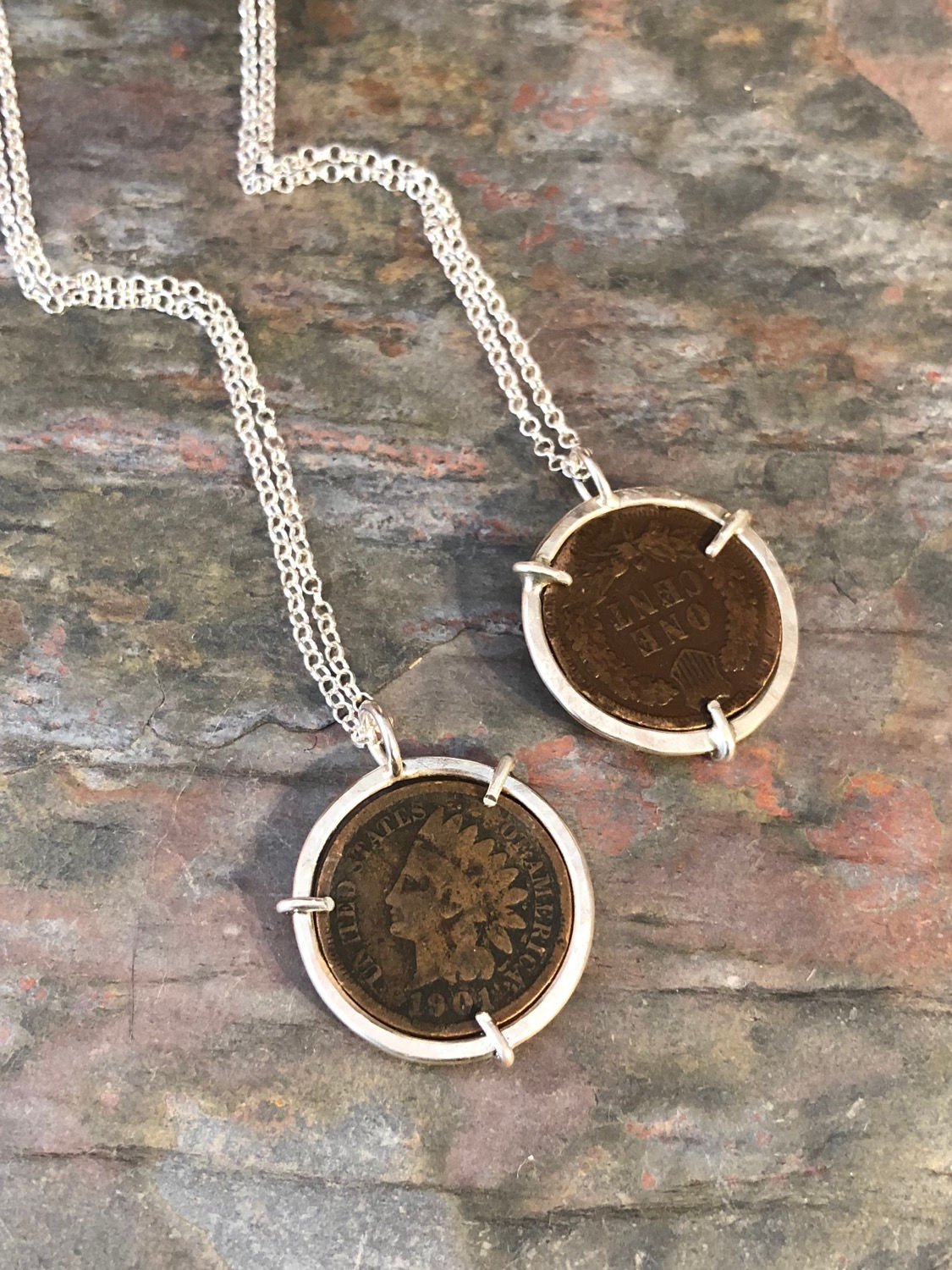 Native American Head Coin Necklace