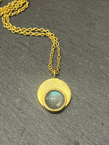 •LUNA• amethyst + labradorite mixed metal necklace (16