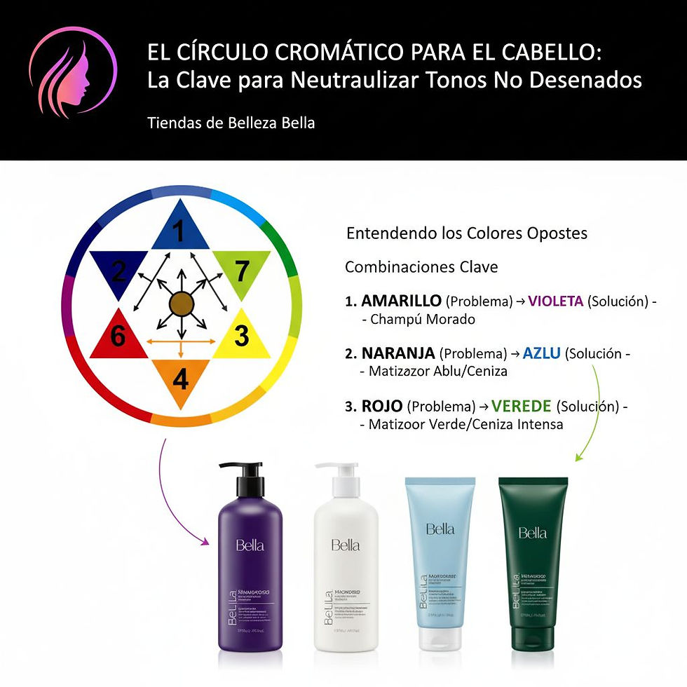 🎨 Círculo Cromático para el Cabello: Guía Completa para Neutralizar Tonos No Deseados