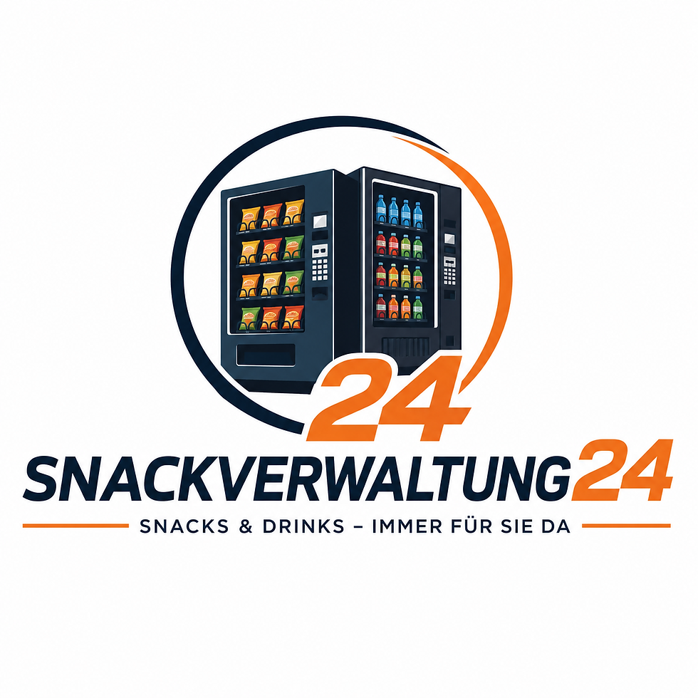 Snackverwaltung24 Logo mit zwei Automaten, orangenem 24-Schriftzug und Text Snackverwaltung24, quadratisches Format