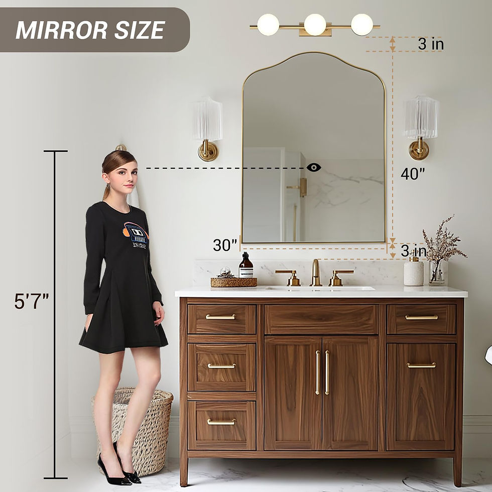 Thumbnail: ANDY STAR Brass Scalloped Arched Wall Mirror, 30x40 Brushed Gold Irregular Ba...