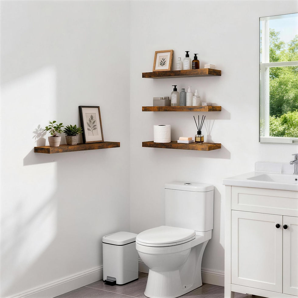Thumbnail: BAYKA Rustic Brown Floating Shelves 22.5in, Set of 2, Wall Mount Wood Shelf
