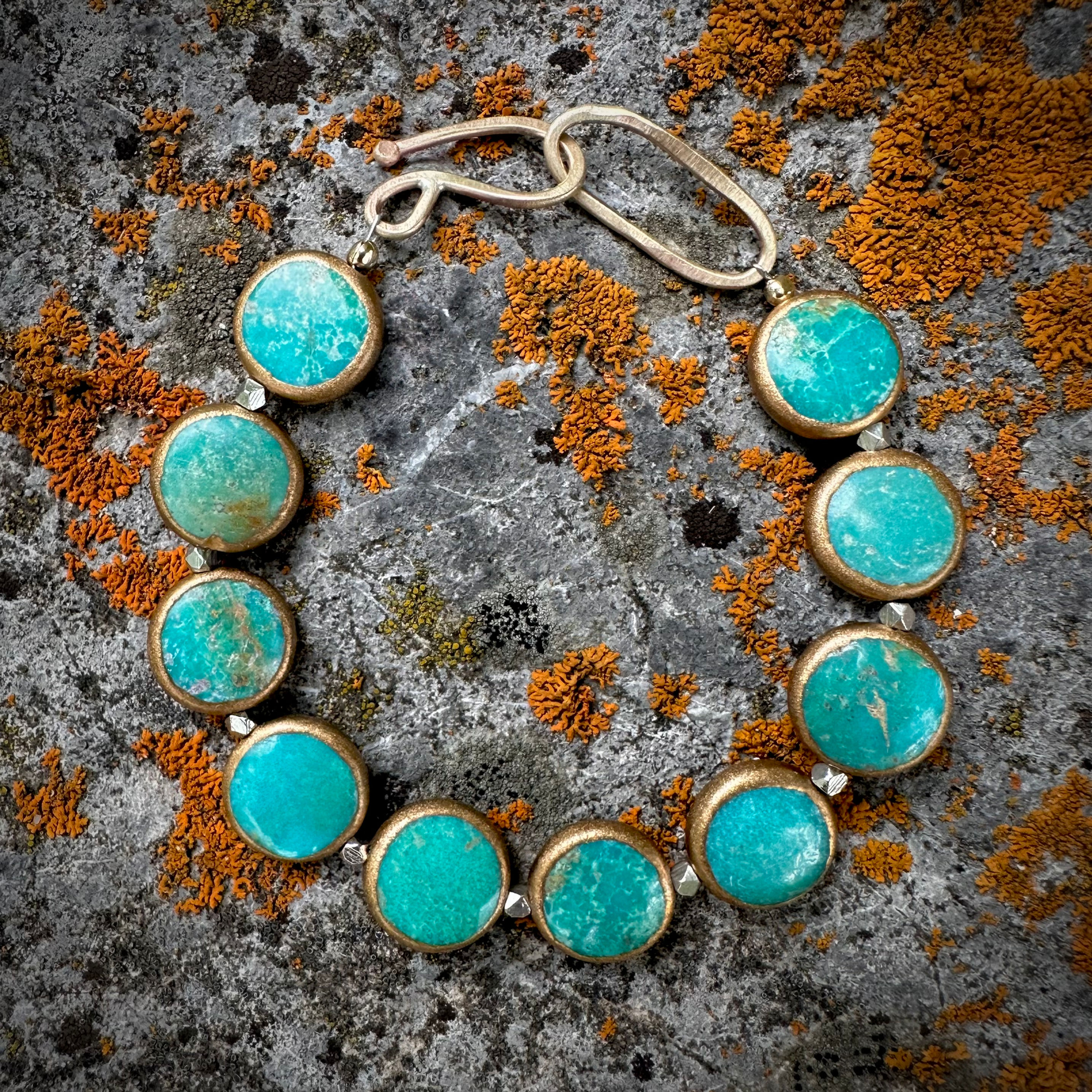 Copper Edged Turquoise Bracelet