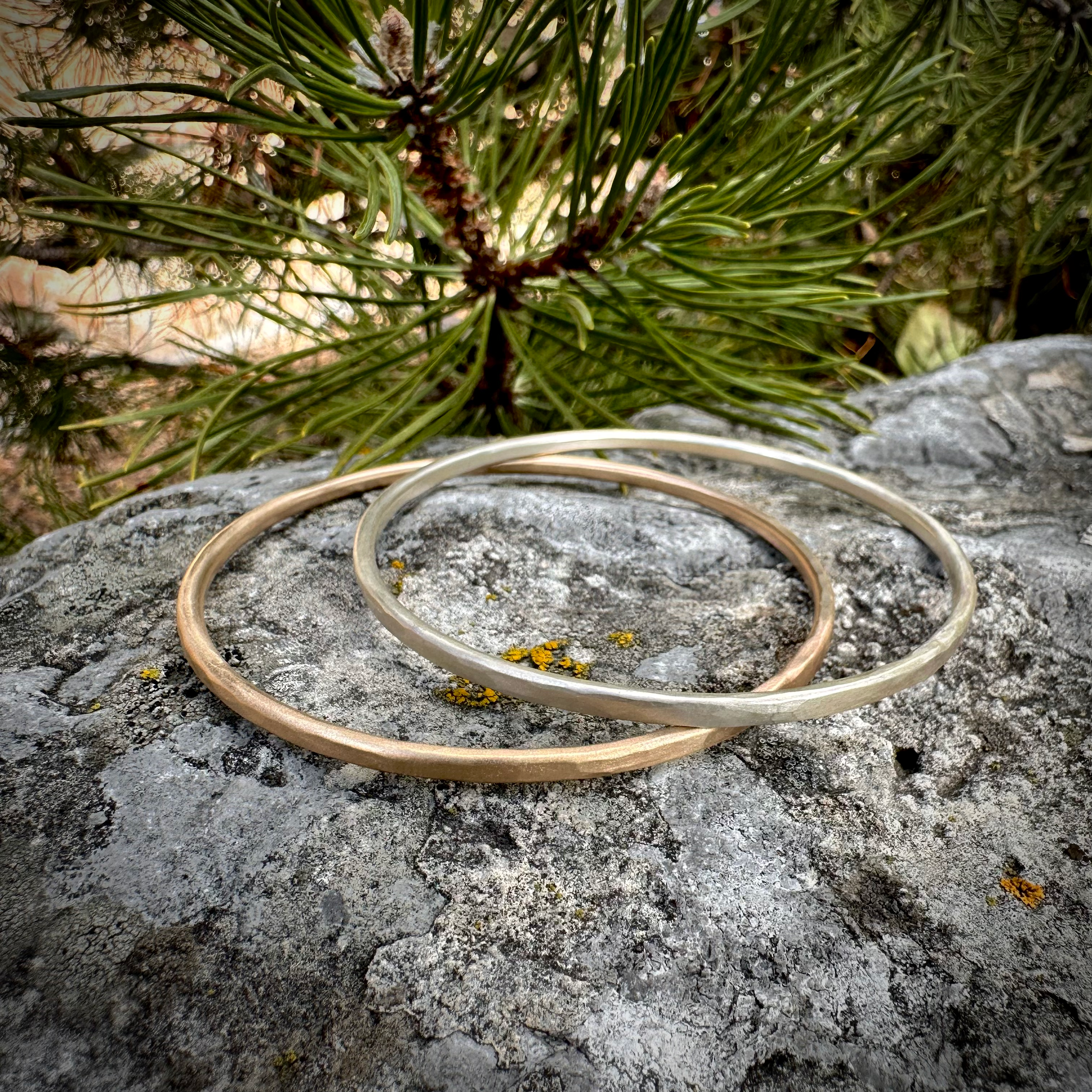 Hammered Bangle Bracelets (Set of 2)