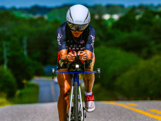 Endurance athlete cycling during a training session