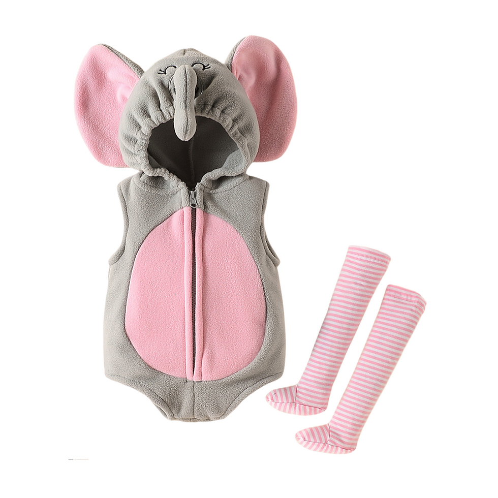 Thumbnail: Cartoon Print Set, Hooded Jumpsuit With Zipper + Socks