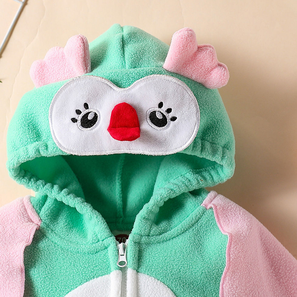 Thumbnail: Cartoon Print Set, Hooded Jumpsuit With Zipper + Socks