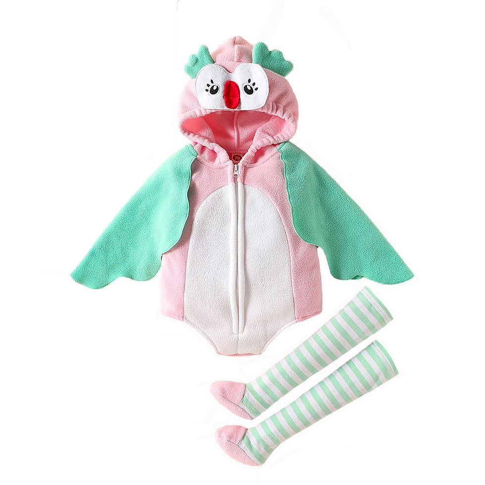 Thumbnail: Cartoon Print Set, Hooded Jumpsuit With Zipper + Socks