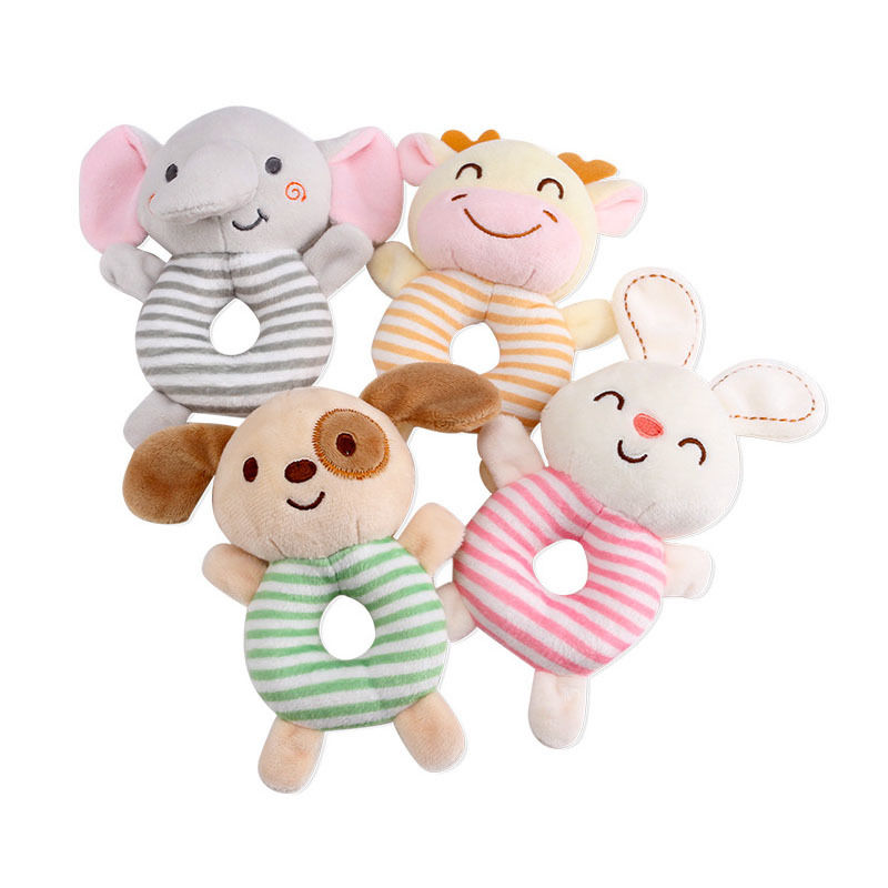 Thumbnail: Baby Rattle Toys Cartoon Animals Plush Infant Hand Ring Bed Toys for Newborn