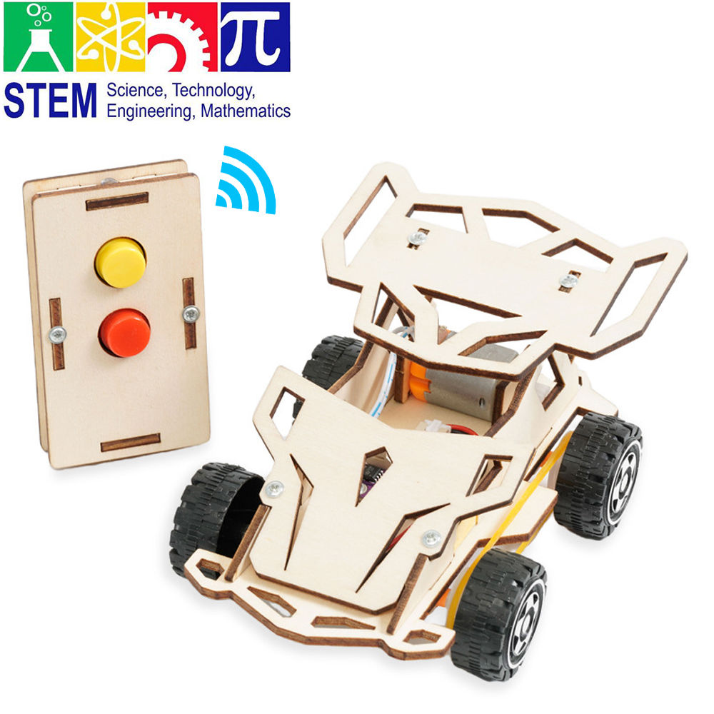 Wooden Toy car With Remote Control for Assembly