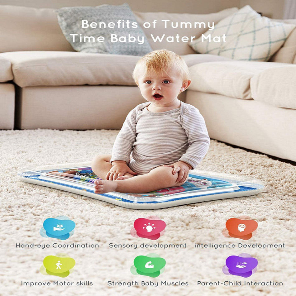 Thumbnail: Baby Water Play Mat Inflatable Cushion PVC Infant Tummy Time Toddler Water Pad F
