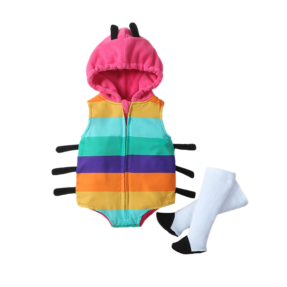 Thumbnail: Cartoon Print Set, Hooded Jumpsuit With Zipper + Socks