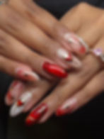 Stunning red and silver nail design
