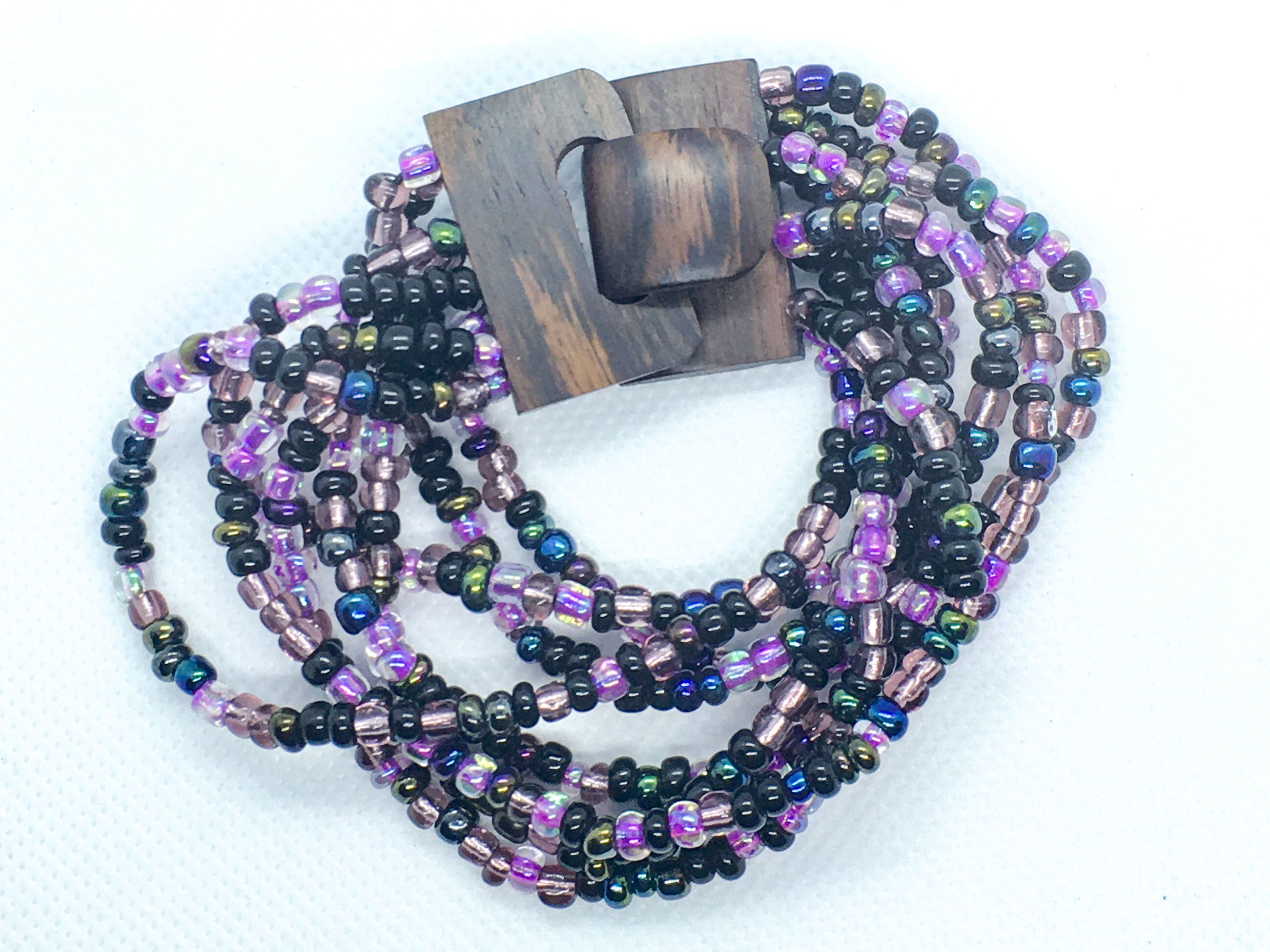 8 strand purple wooden clasp Bracelet