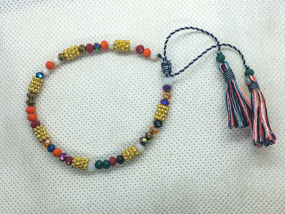 Multicolored and gold tassel bracelet