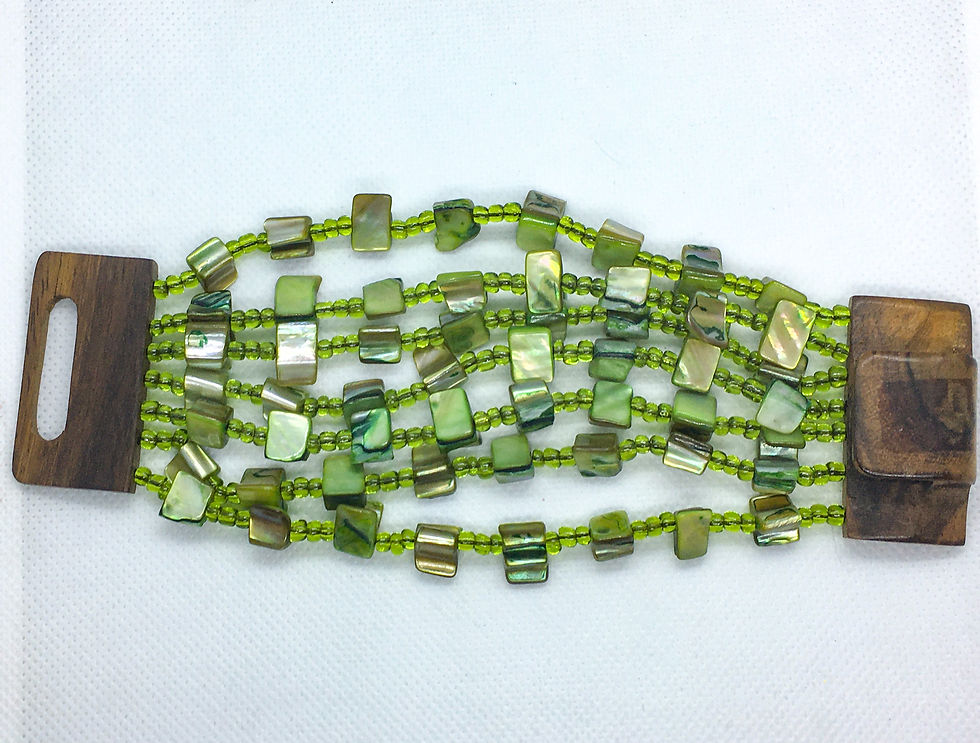 Thumbnail: 6 strand green wooden clasp Bracelet