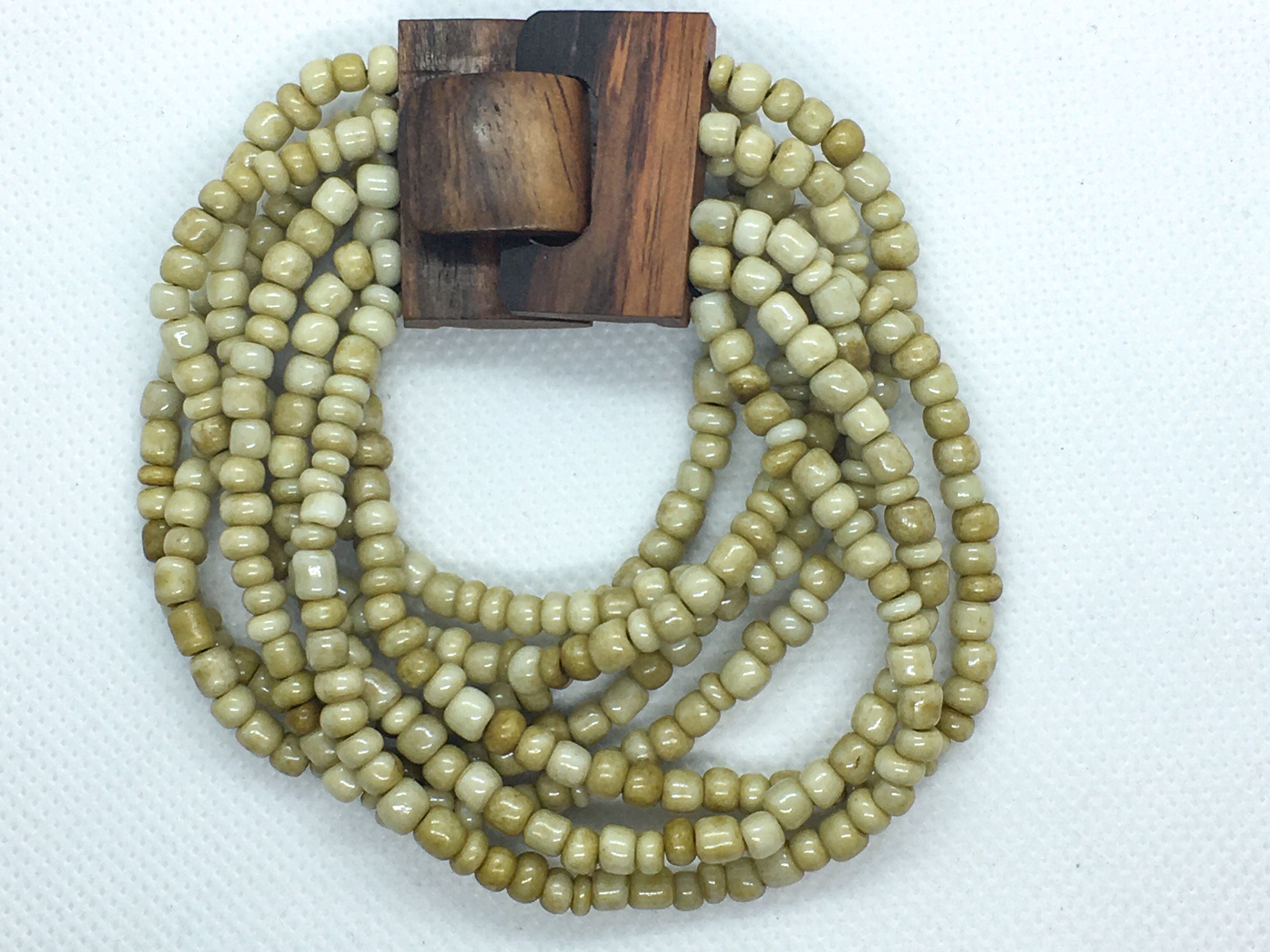 8 strand white wooden clasp Bracelet
