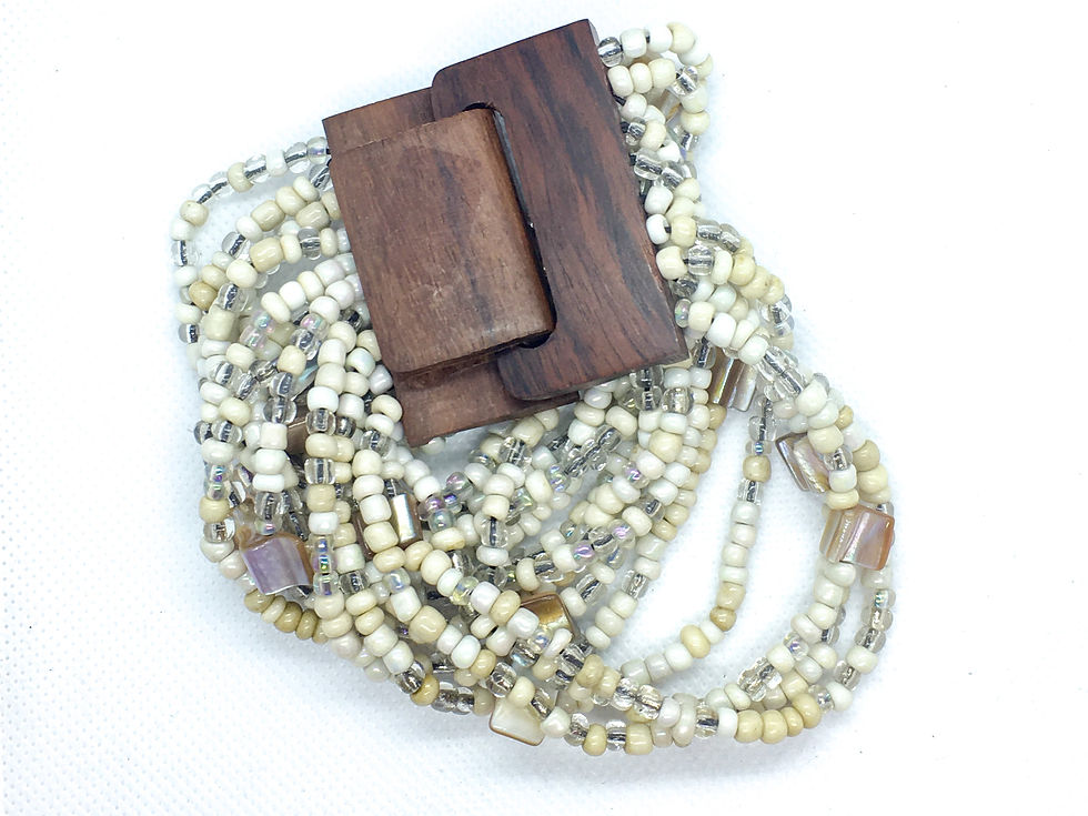 16 strand white wooden clasp Bracelet