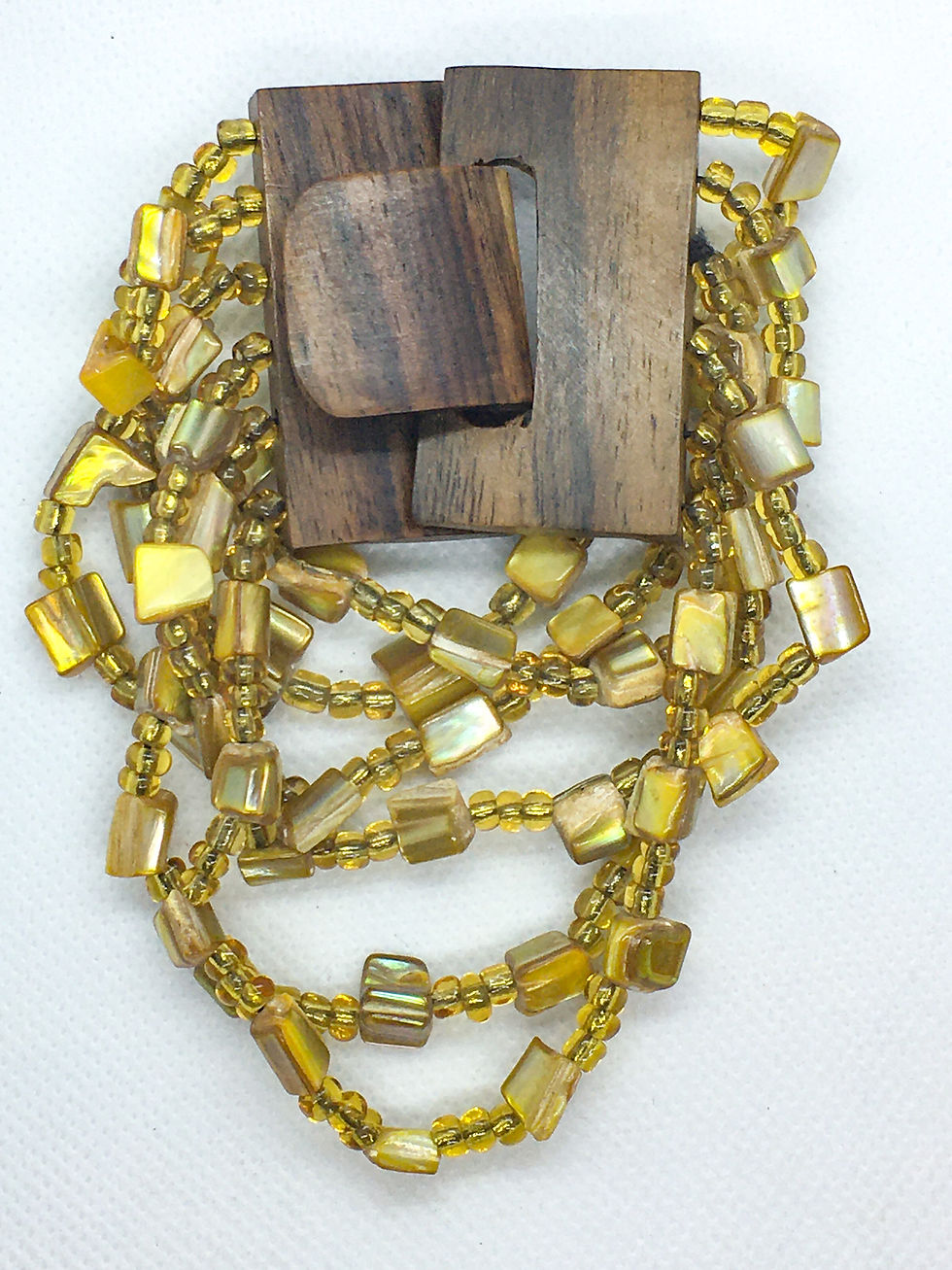 Thumbnail: 6 strand yellow wooden clasp Bracelet