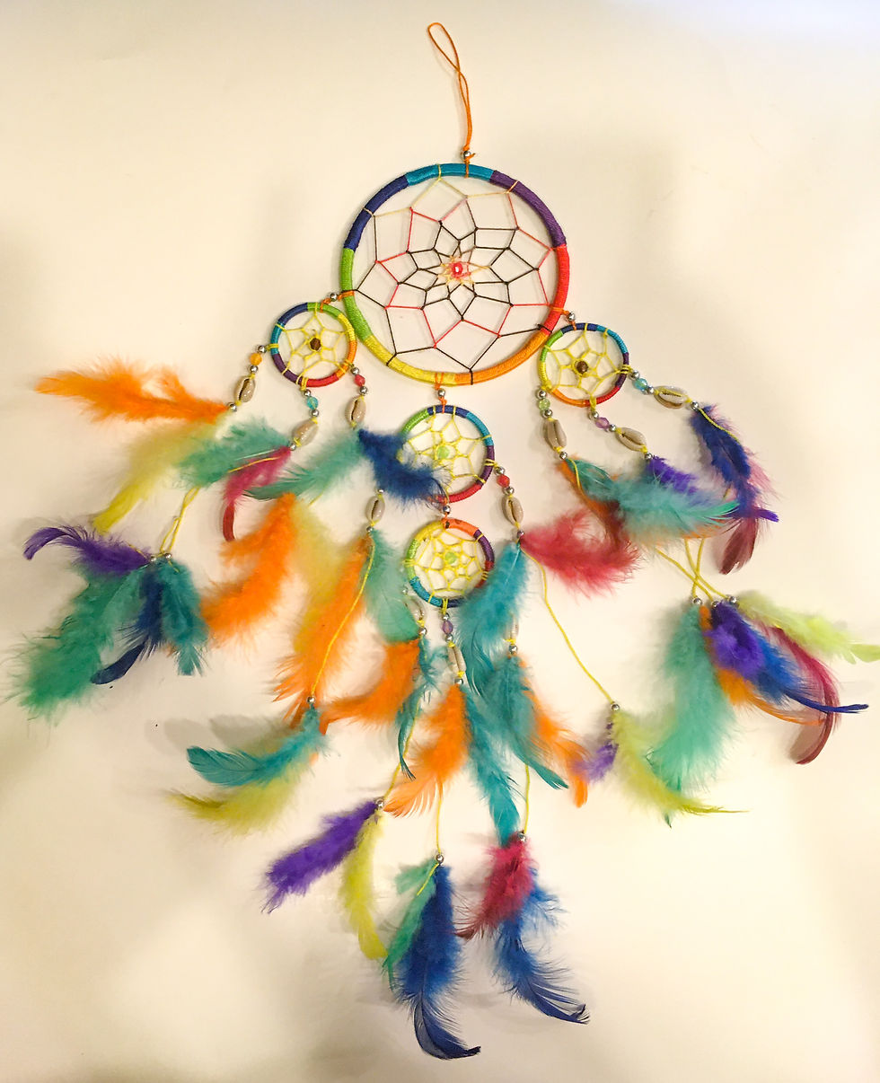 Silk Rainbow Dream Catcher with Shells