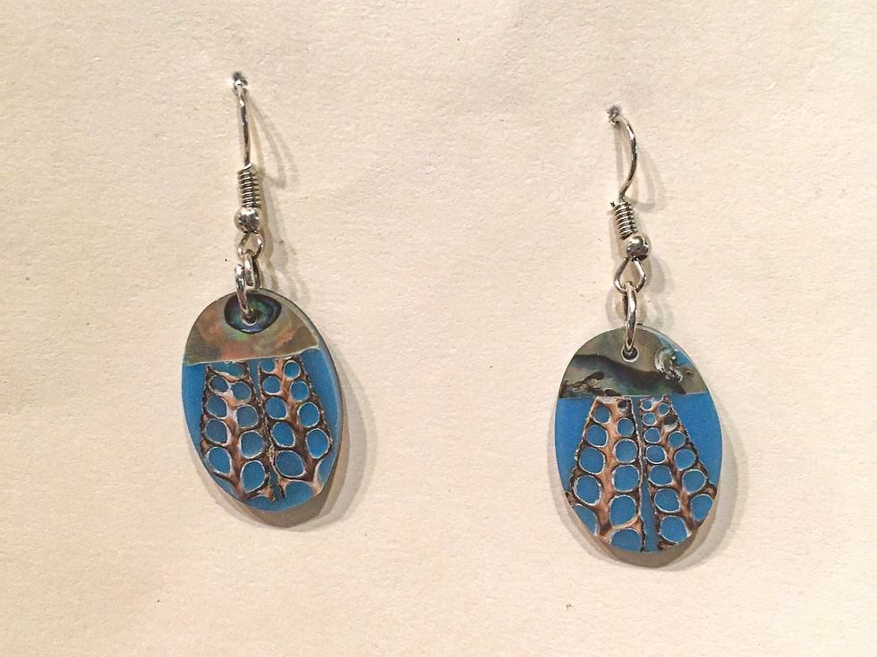 Blue shell oval earring