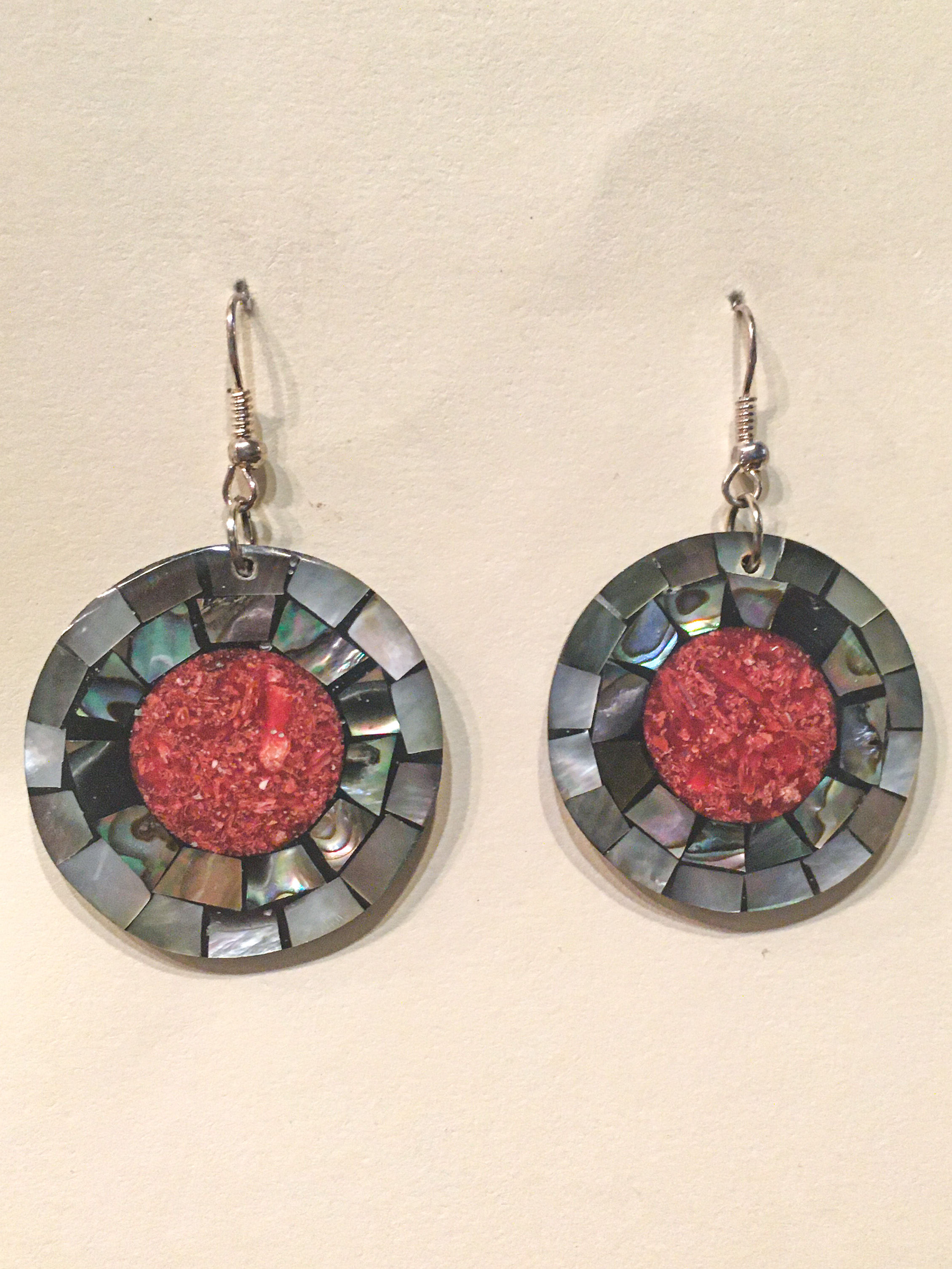 Grey Bullseye Shell Earrings