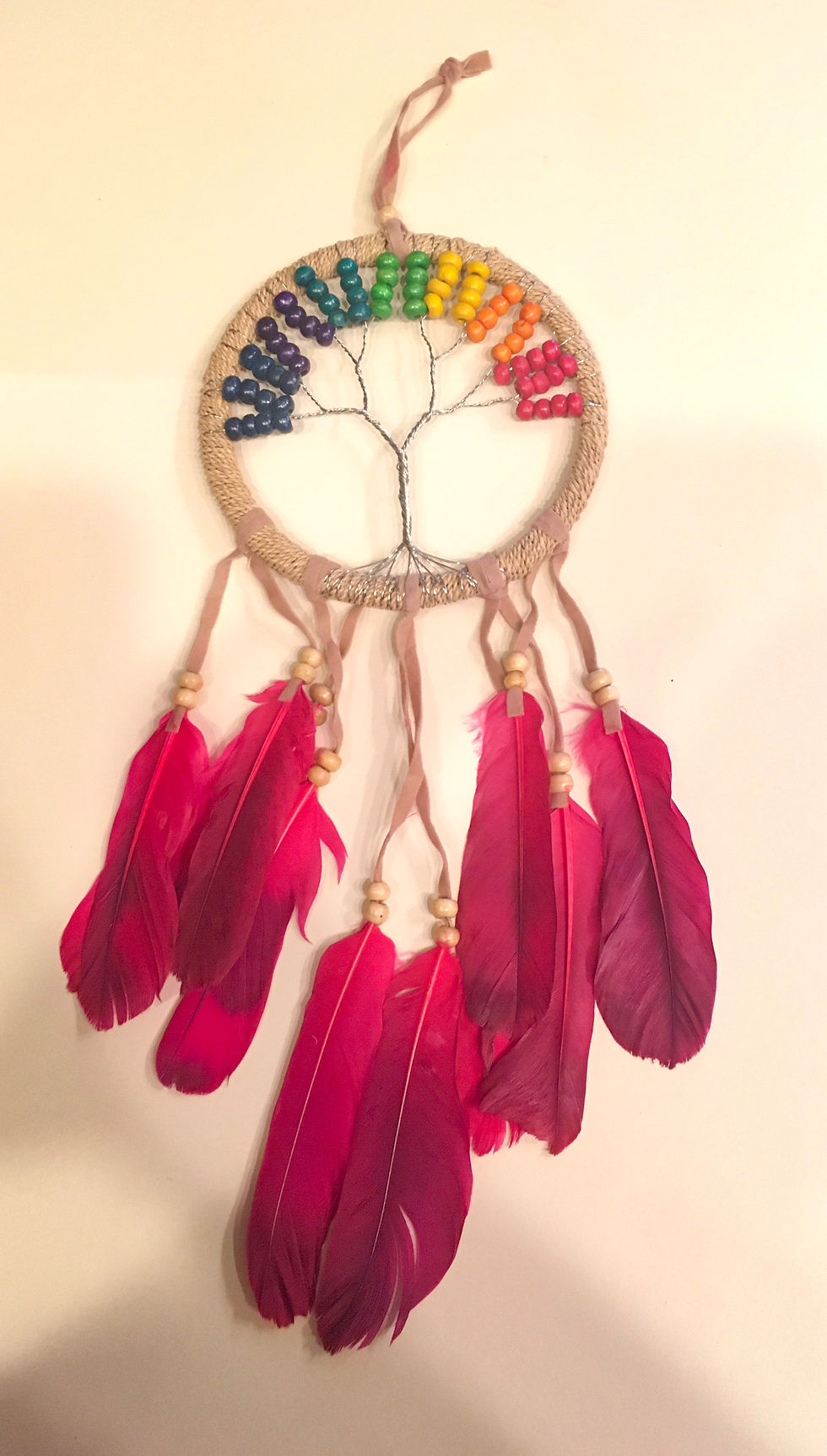 Pink feather rainbow tree of life