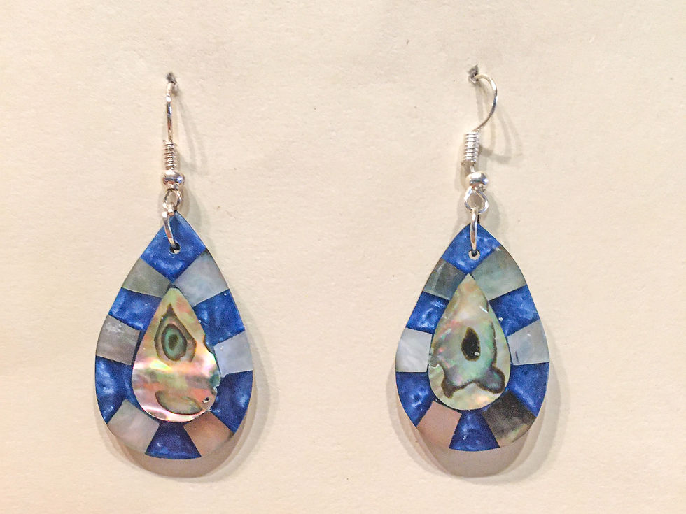 Blue Tear Drop Shell Earrings