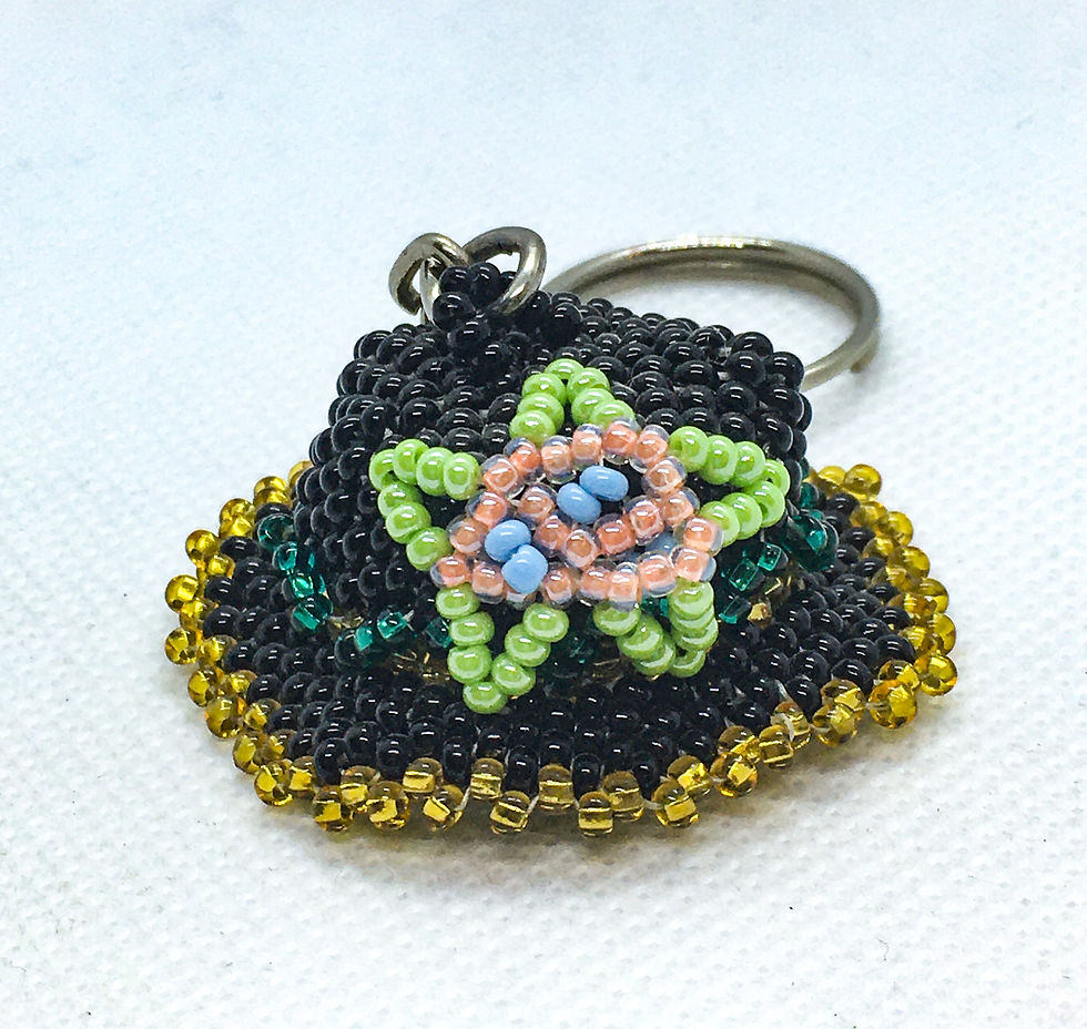 Beaded black hat keychain