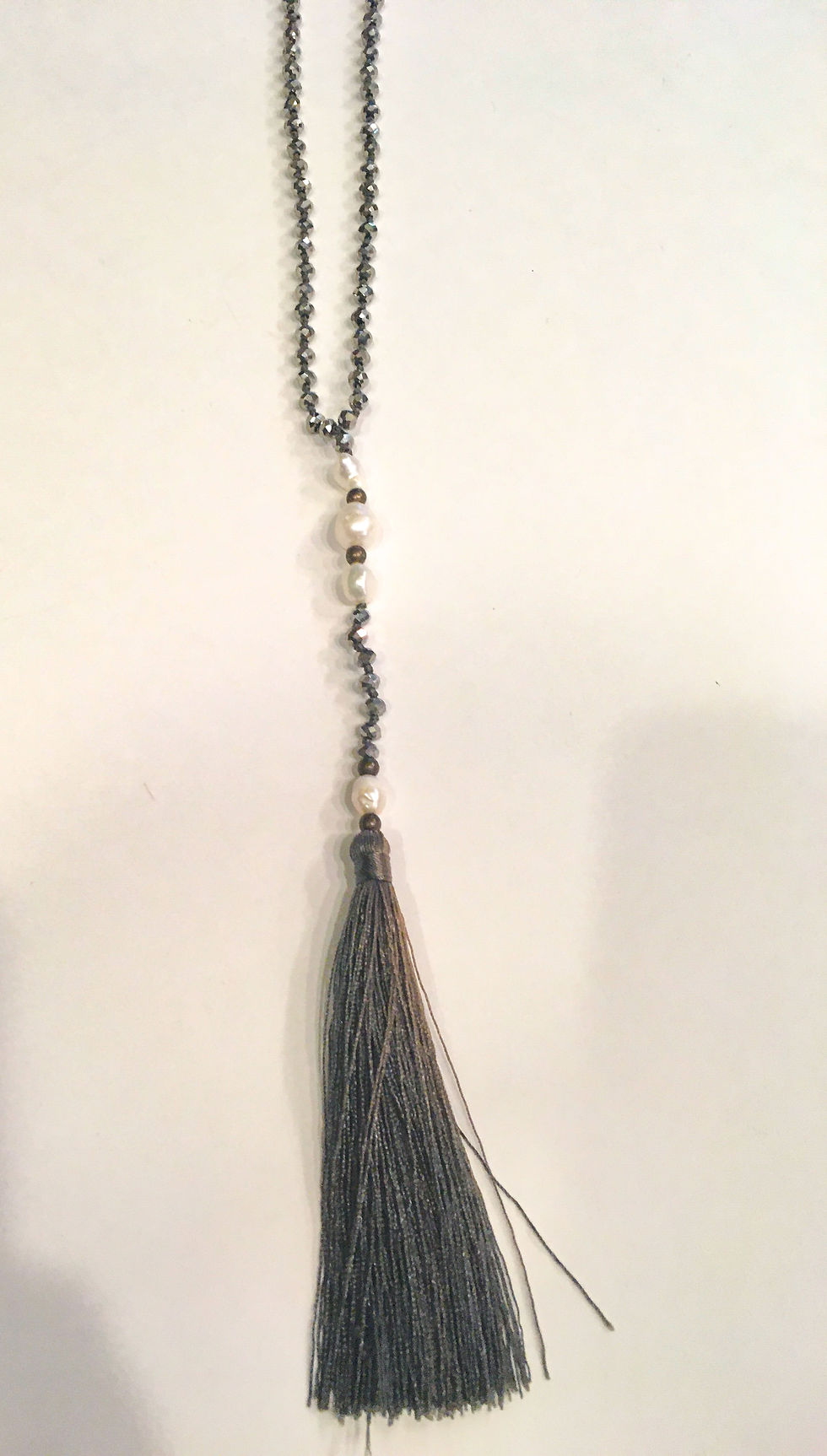 Gray freshwater Pearl Tassel Necklace